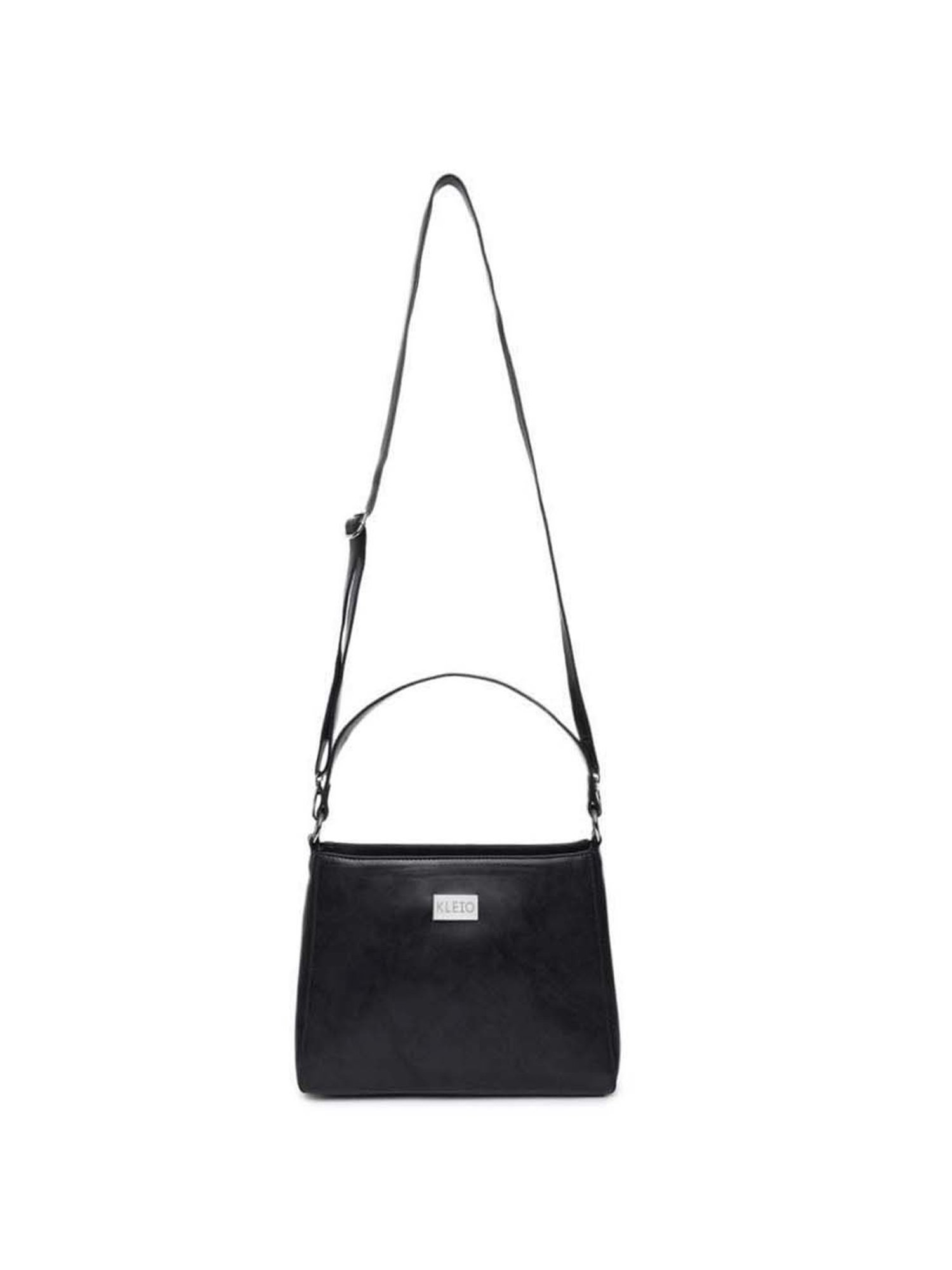 KLEIO Black Solid Medium Hobo Handbag