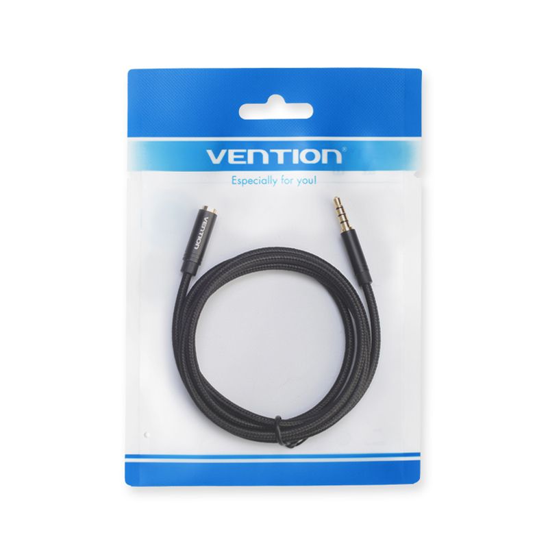 VENTION 3.5mm Aux Extender Cable 3 Ring 4 Pole Male to Female Stereo Audio Cable Gold Plated Compatible with Laptop, Smartphones, Headphones, Tablets