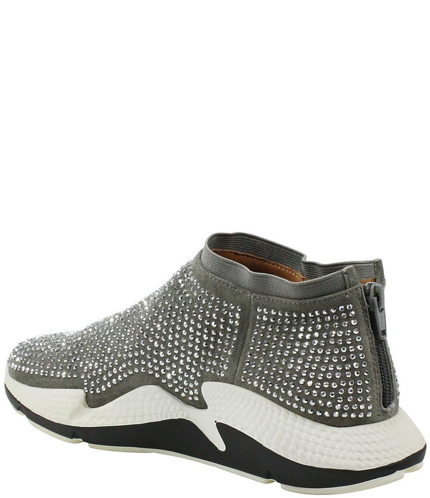 L'Amour Des Pieds Helana Rhinestone Suede Back Zip Wedge Sneakers
