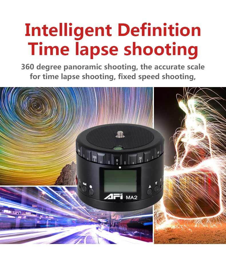 AFI MA2 Metal Electric Head Panoramic Gimbal Camera Stablizer 360 Degree Time Lapse Shooting Lasting Life HD Display For Canon Nikon Sony DSLR