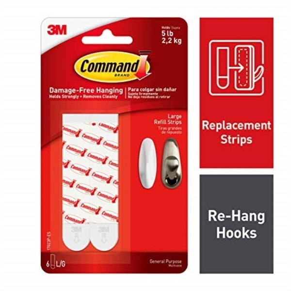 Command Refill Strips, Large, White, 6Strips 17023PES