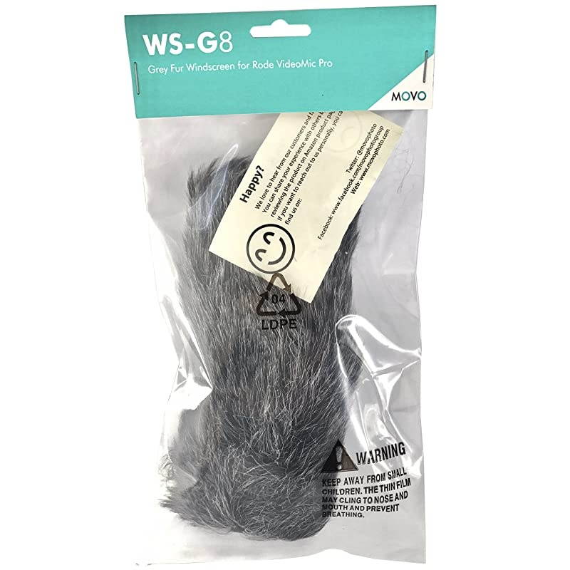 WSG8 Furry Outdoor Microphone Windscreen Muff Custom Fit for Rode VideoMic Pro Dark Gray
