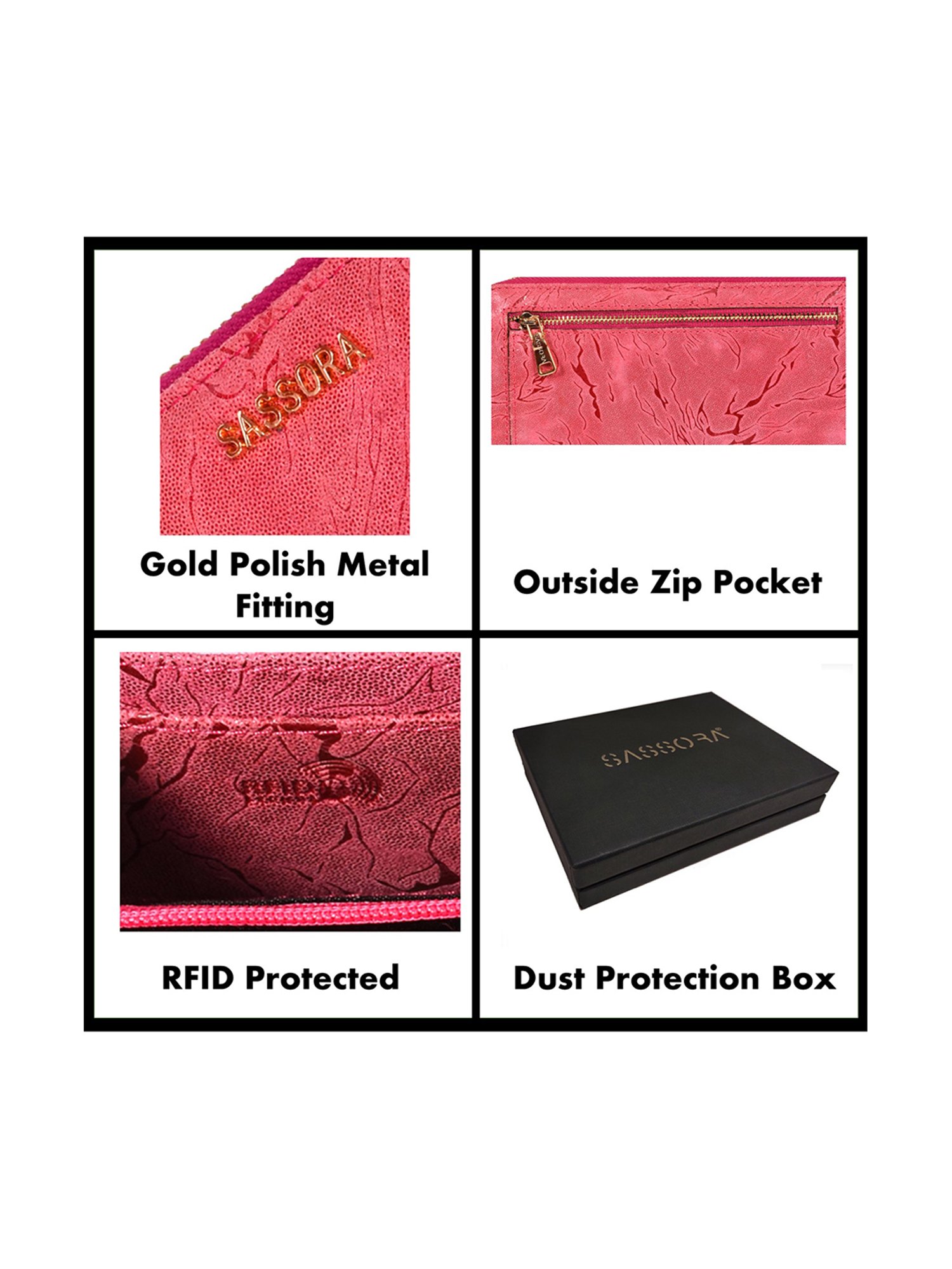 SASSORA Pink Printed Rfid Zip Around Wallet for Women