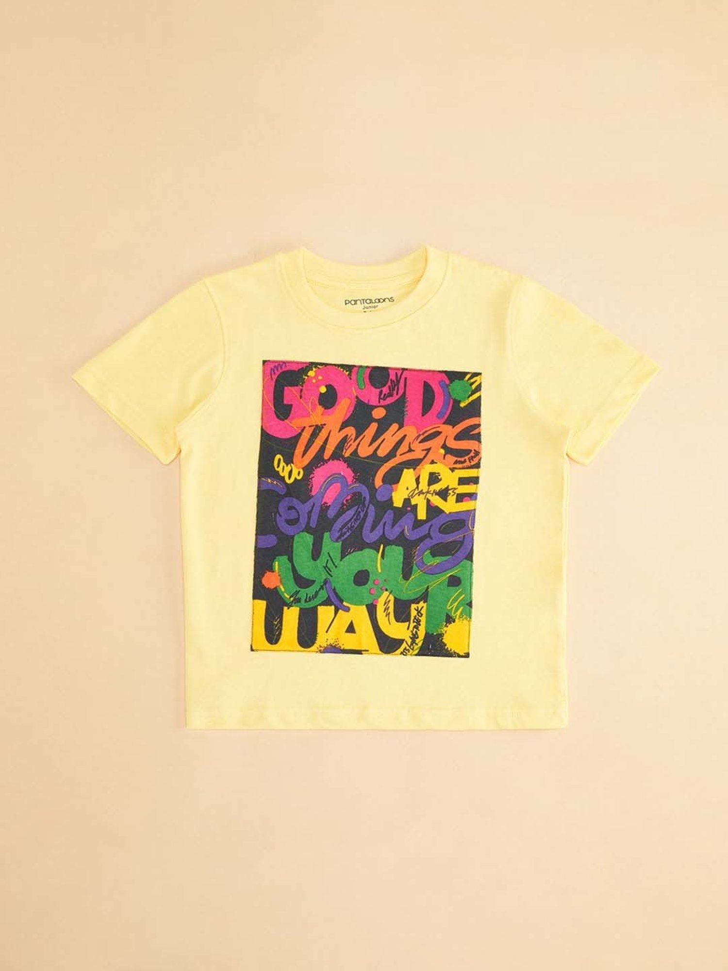 Pantaloons Junior Yellow Cotton Printed T-Shirt