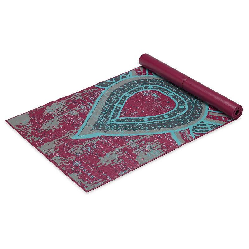 Gaiam Printed Foldable Yoga Mat - Maroon (2mm)