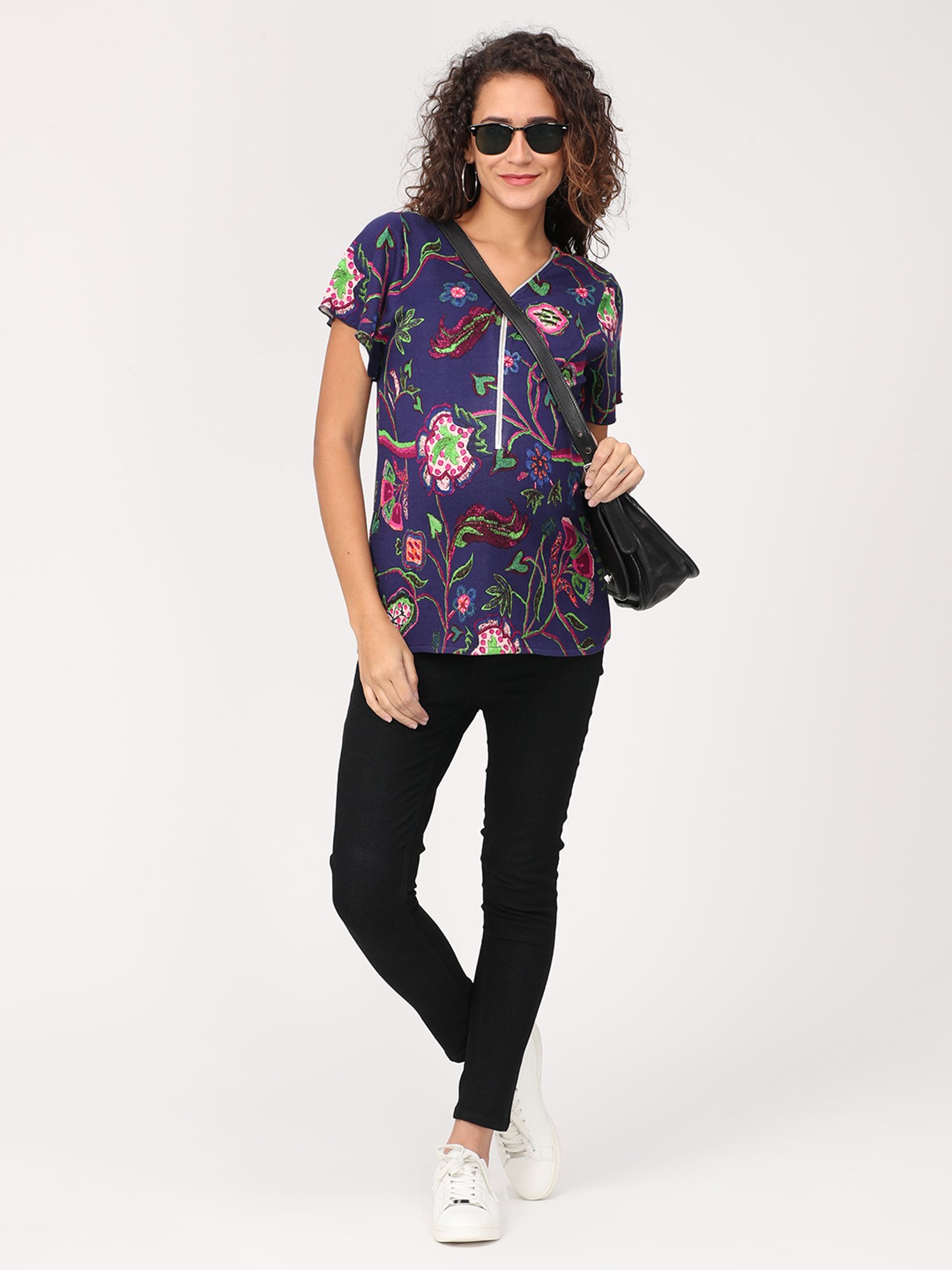 The Mom Store Blue Printed Maternity Top