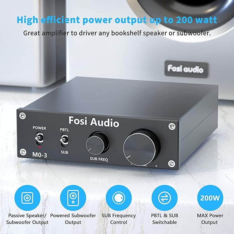 Subwoofer Amplifier 200 Watt Mini Mono Audio Amp FullFrequency and Sub Bass Switchable Amplifier One Channel Home Theater Single Power Subwoofer Amp  M03