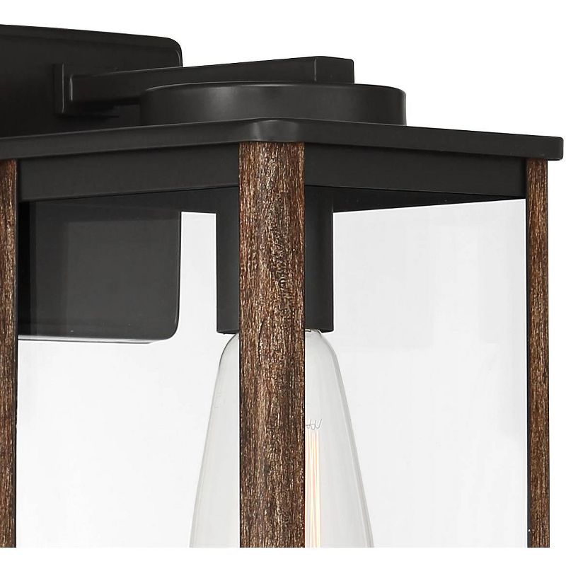 John Timberland Modern Farmhouse Outdoor Wall Light Fixture Dark Bronze Wood Grain 11 1/2" Clear Glass Panels Exterior House Porch
