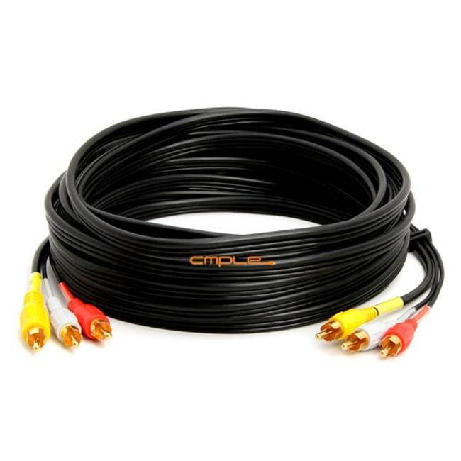 3-RCA Composite Video Audio A/V AV Cable GOLD -25 ft