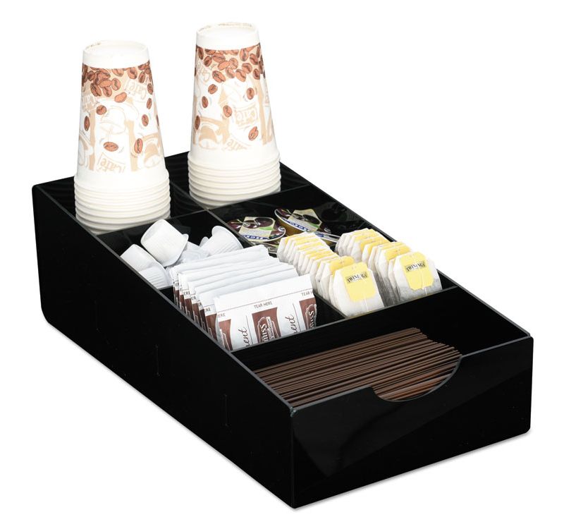 Boardwalk Condiment Tray 8 1/4 x 16 x 5 1/8 7-Compartment Black 99002