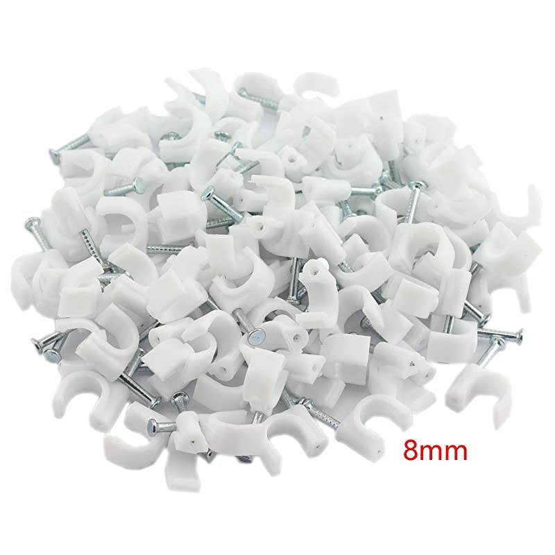 300Pack White Cable Nails Clips High Carbon Steel Nail Wire Clamps Cable Straps Wall Holder 100 4mm + 100 6mm + 100 8mm