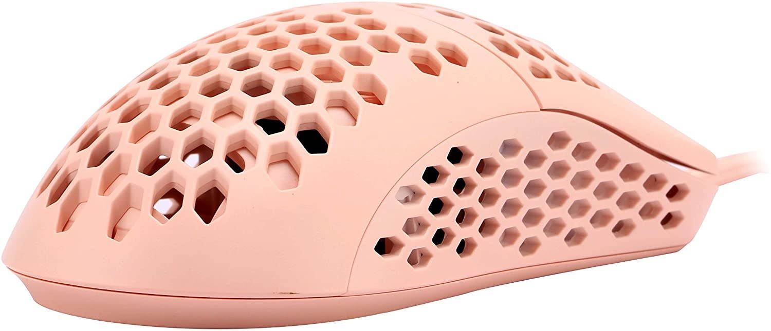 HK Gaming Mira S Ultra Lightweight Honeycomb Shell Wired RGB Gaming Mouse - Up to 12 000 cpi | 6 Buttons - 61g Only (Mira-S Rose Quartz)