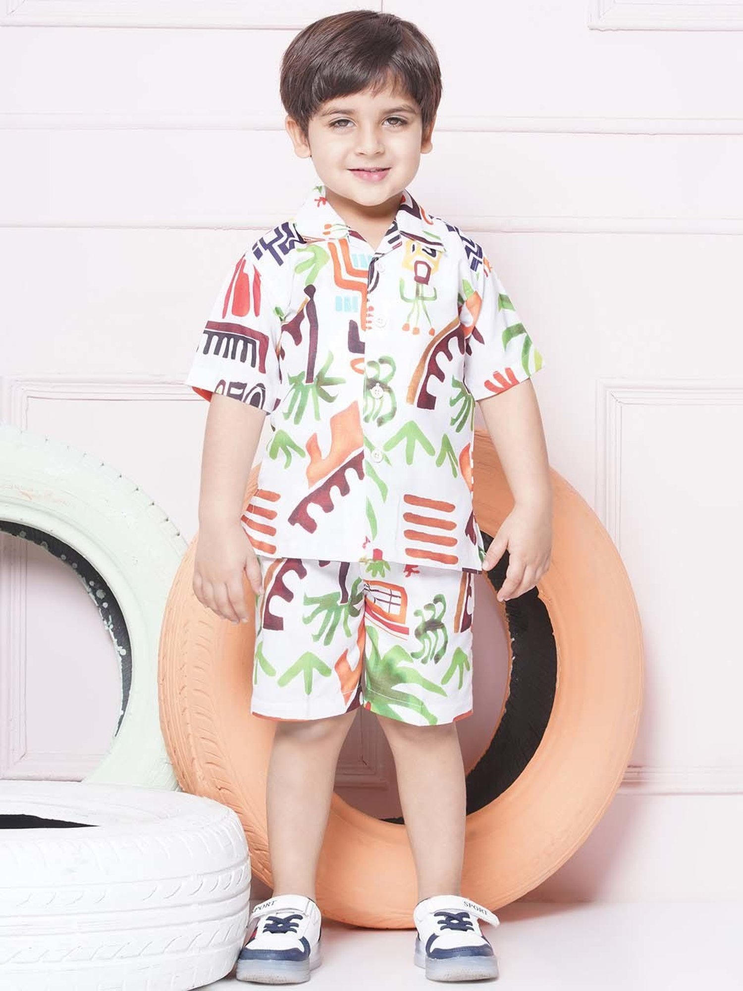 AJ Dezines Kids Multicolor Cotton Printed Shirt Set