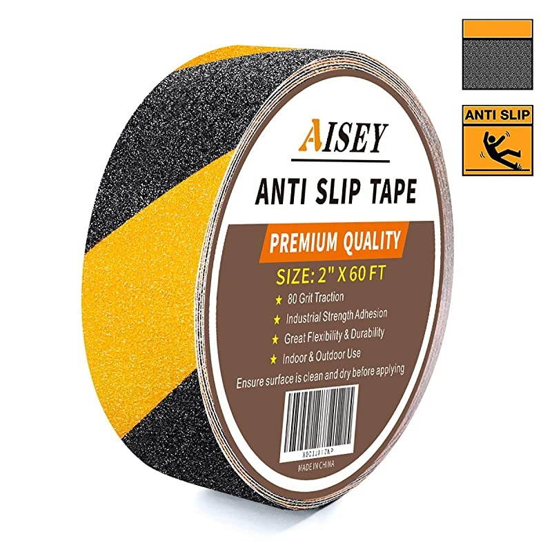 Slip Safety Grip Tape for Stairs 2 Inch X 60 Foot Non Slip Tape Outdoor Waterproof High Traction slip Tape for Steps YellowBlack