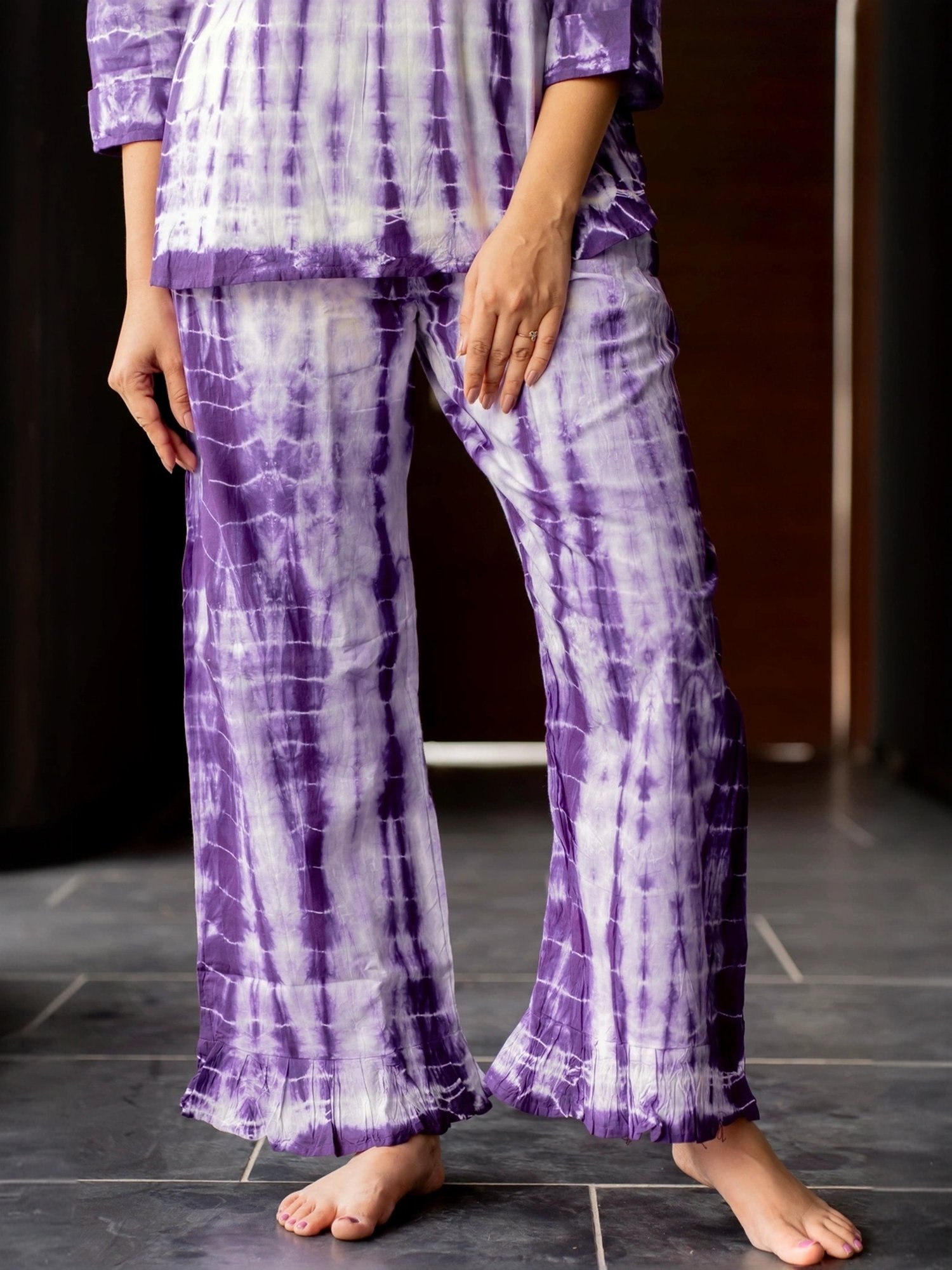 MIRCHI FASHION Purple Cotton Printed Top Pant Set