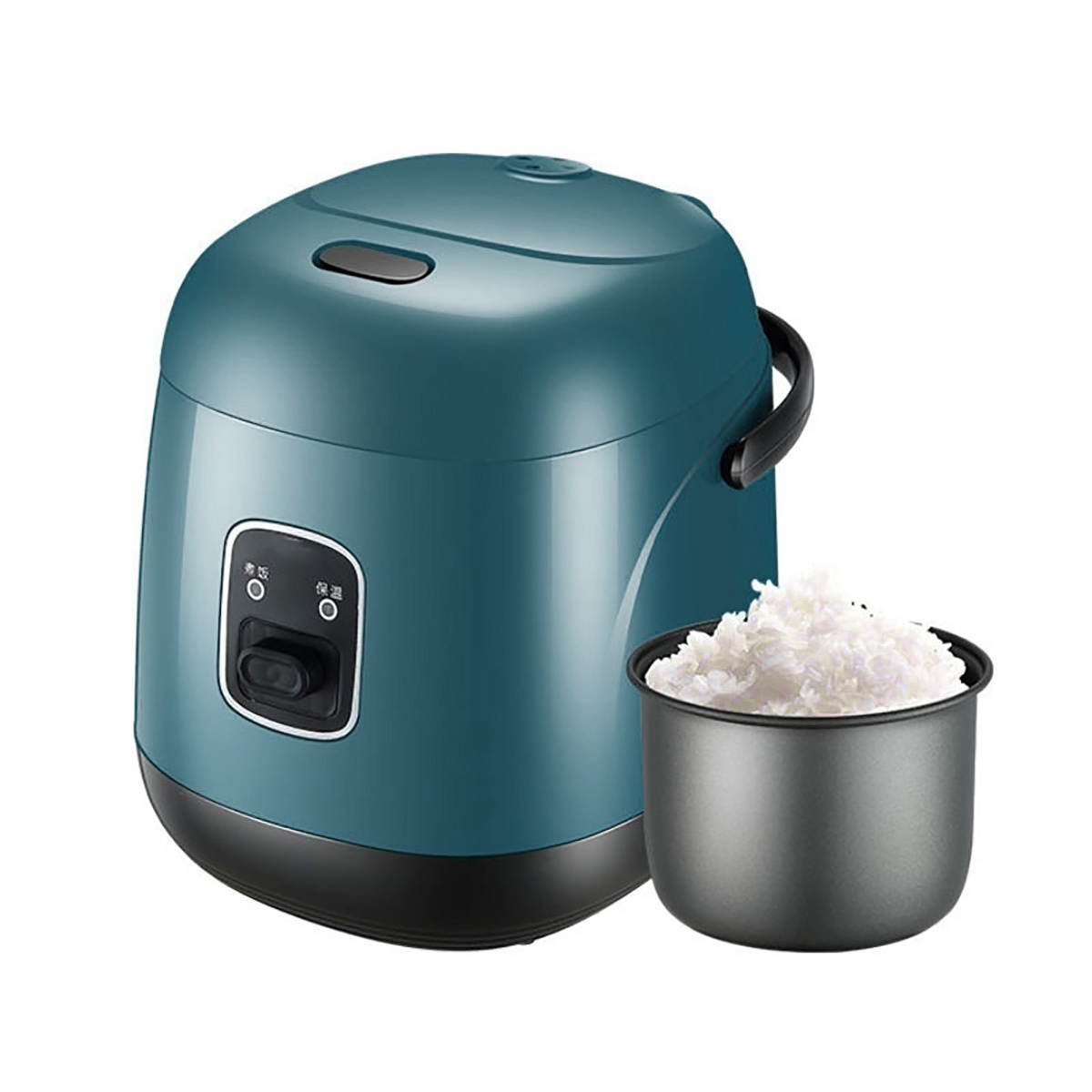 1.2L Rice Cooker Electric Lunch Box Travel Rice Cooker Small Removable Non-stick Pot Keep Warm Function Suitable For 1-2 People For Cooking Soup Rice Stews Grains Oatmeal-Green