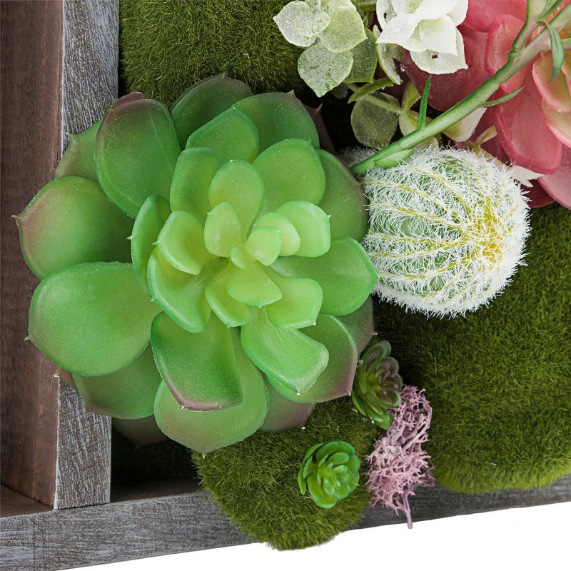 10" Indoor/Outdoor Wood Succulent Plant Wall Art Décor Gray - Alpine Corporation