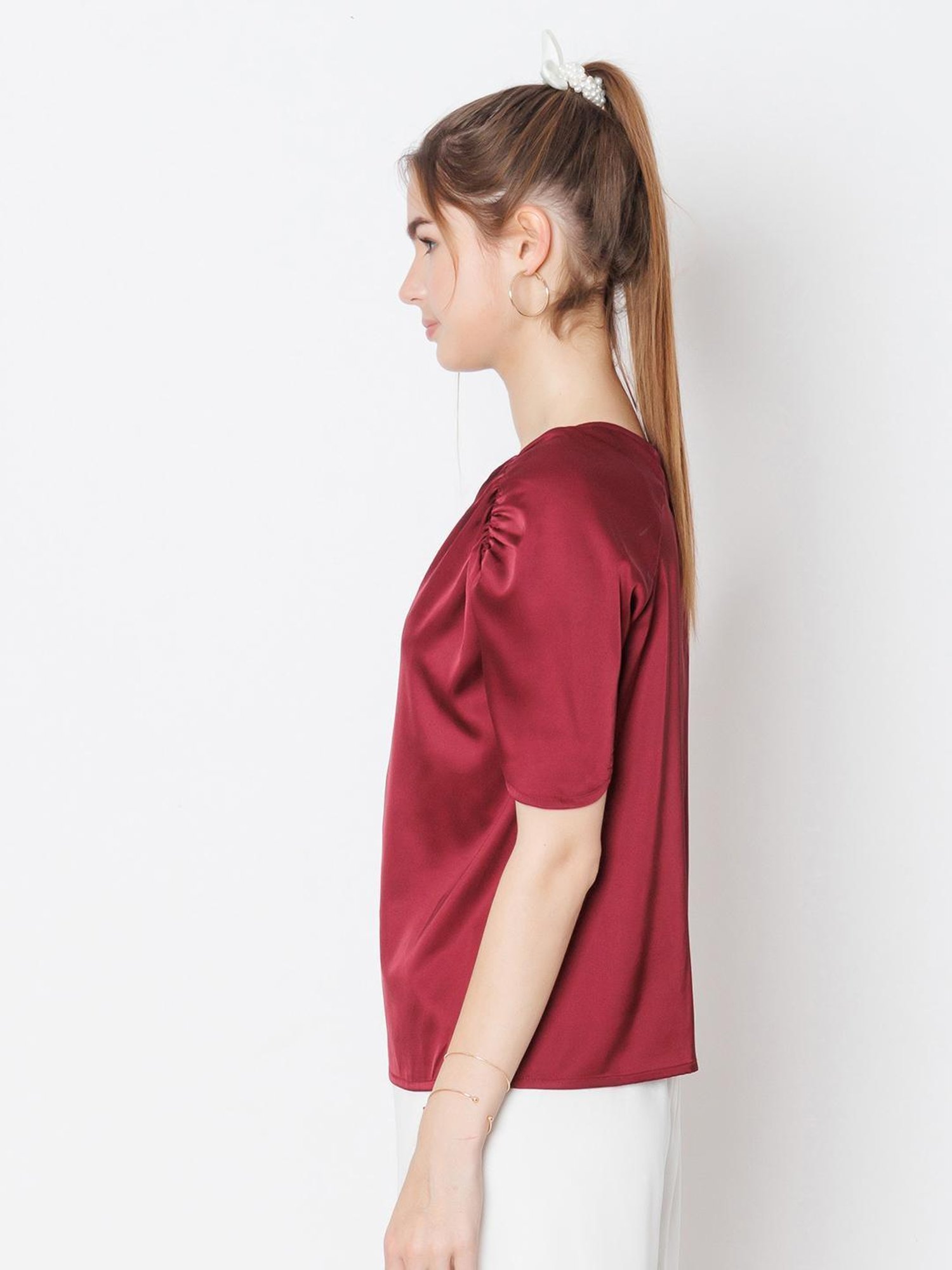 Zink London Maroon Slim Fit Top