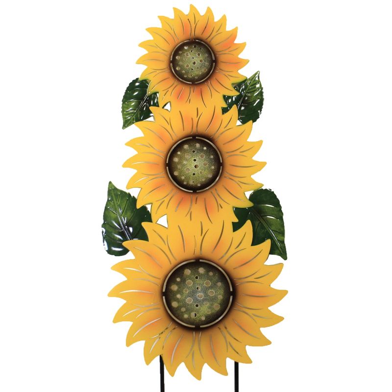 Home & Garden 37.0" Sunflower Trio Stake Yard Decor Direct Designs International  -  Decorative Garden Stakes