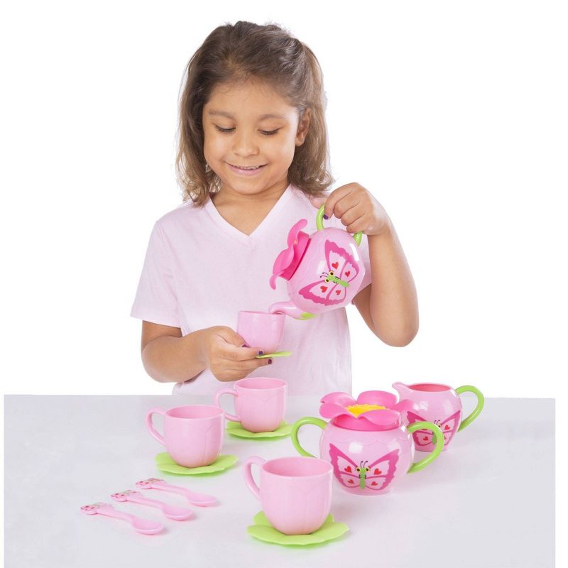 Melissa & Doug Sunny Patch Bella Butterfly Tea Set (17pc) - Play Food Accessories