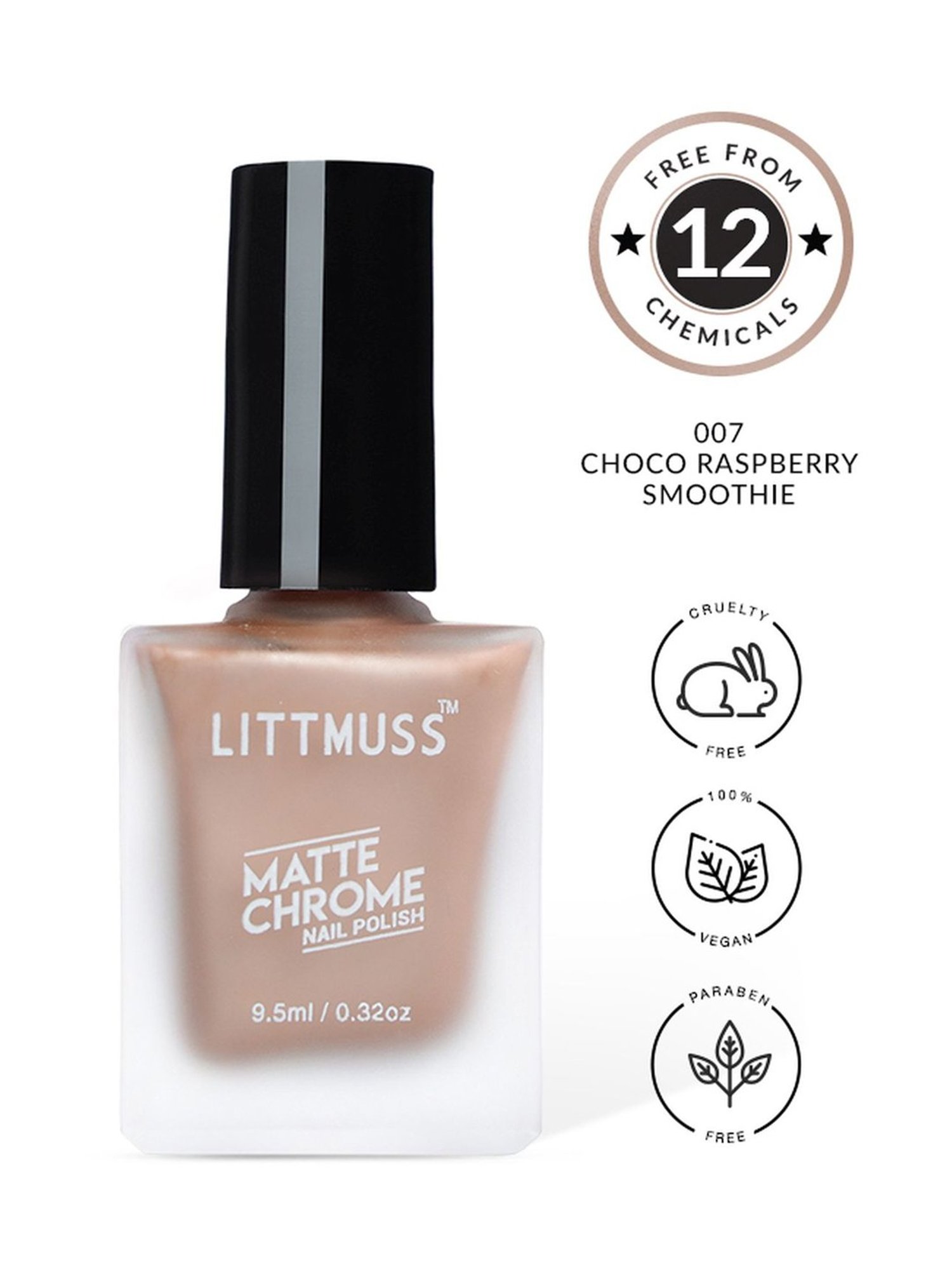 Littmuss Matte Chrome Nail Polish Choco Raspberry Smoothie 007 - 9.5 ml