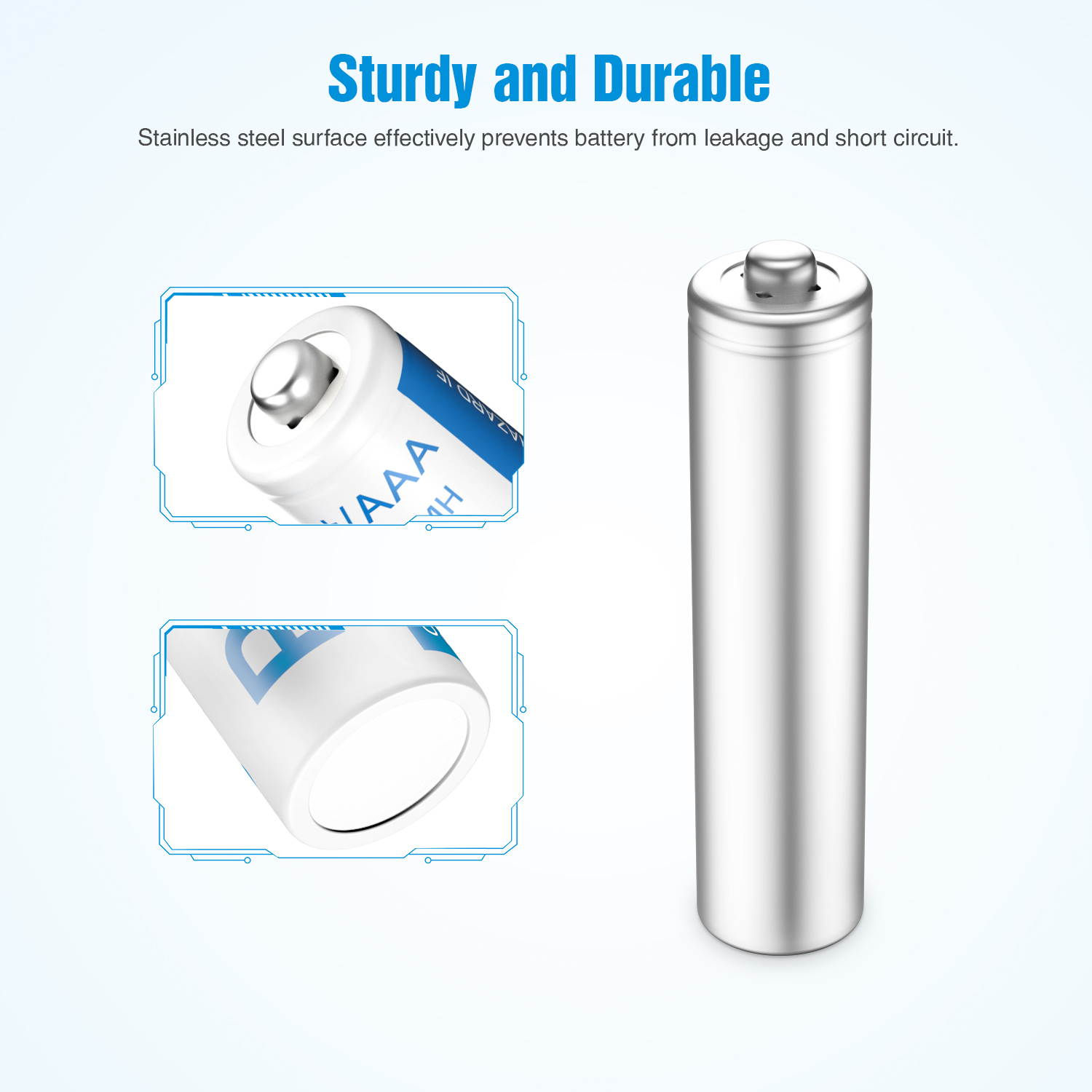 POWXS AAA Rechargeable Batteries 800mAh Pre-Charged Triple A Batteries 1.2V Long-Lasting Ni-MH AAA Size Batteries Suitable for Household - 4 Pack