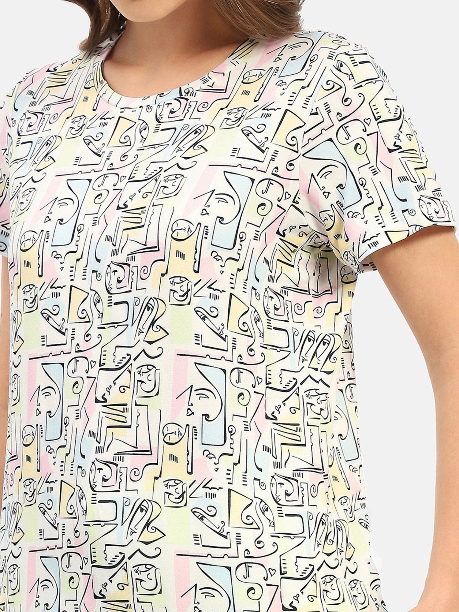 MADAME M Secret Lime Green Printed T-Shirt With Pyjamas