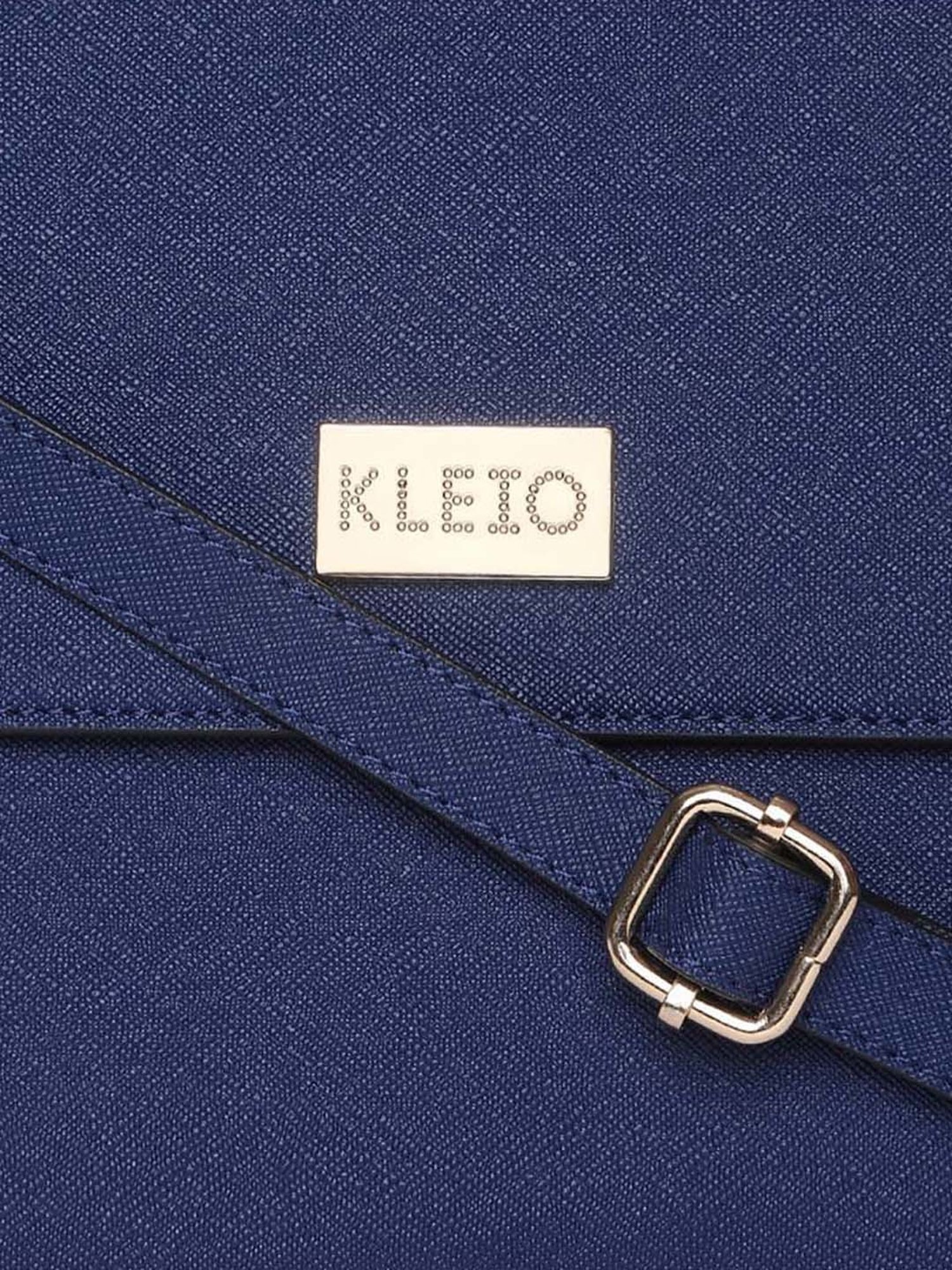 KLEIO Blue Solid Medium Satchel Handbag