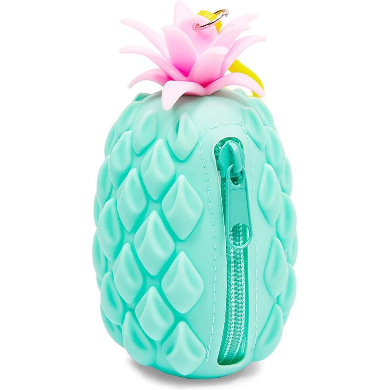 Okuna Outpost 3 Pack Small Zipper Wallet Coin Purse Keychain for Women, Silicone Kawaii Pouches, Pineapple
