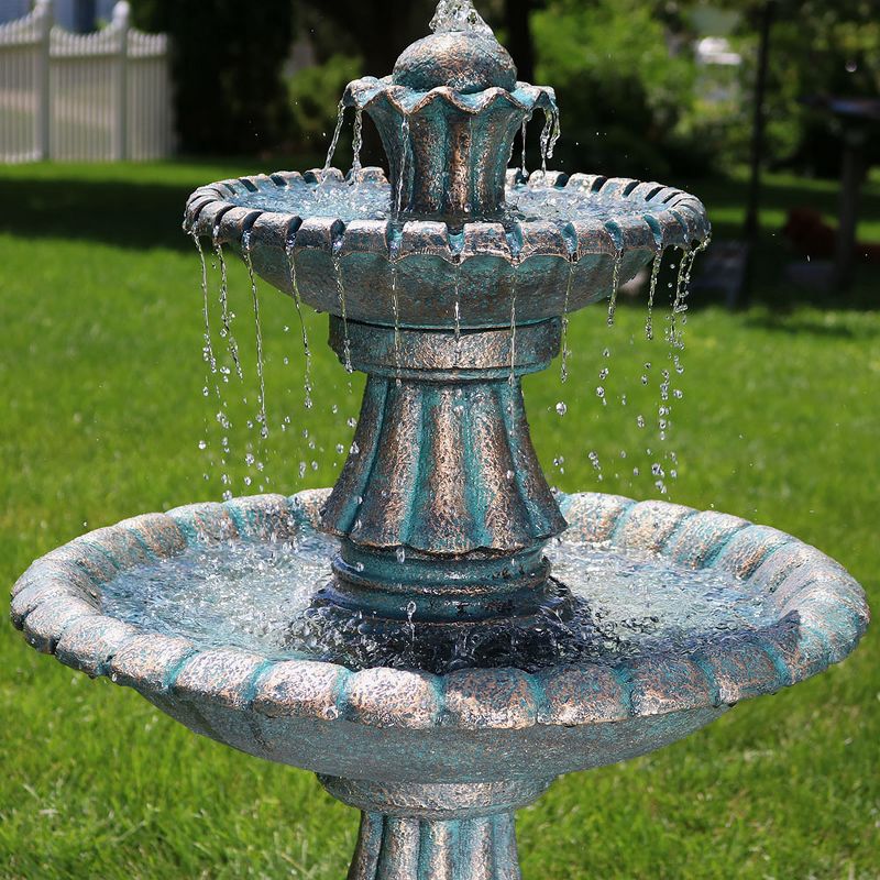 Sunnydaze 41"H Electric Polyresin and Fiberglass 2-Tier Nouveau Outdoor Water Fountain