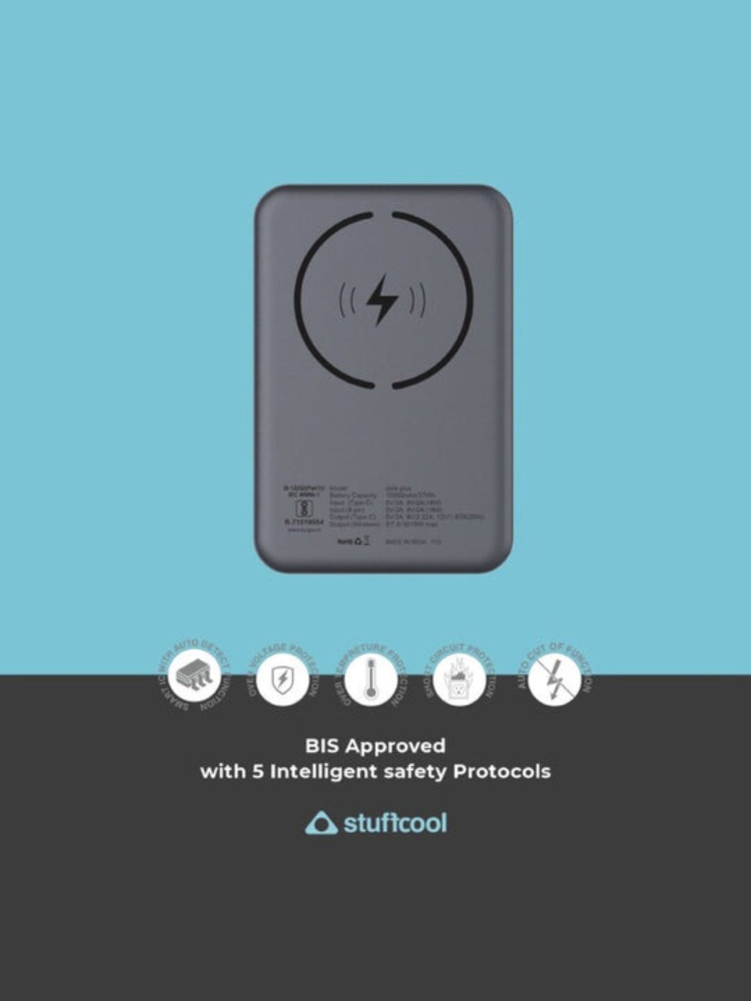 Stuffcool Click Plus 10000mAh Magnetic Wireless Powerbank (Grey)