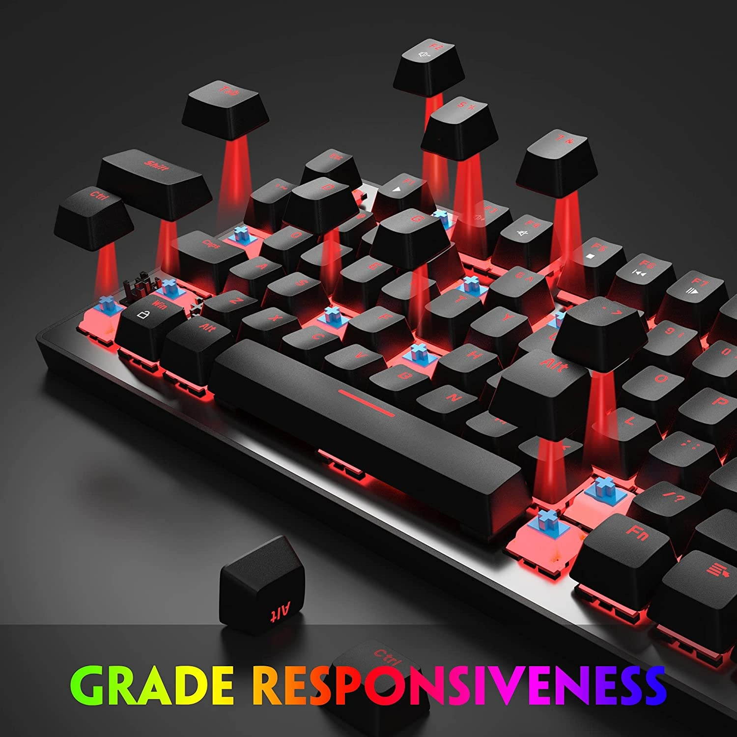 Mechanical Gaming Keyboard and Mouse Combo & Large Mouse Pad,Mechanical Keyboard 87 Keys Small Compact LED Backlit - MK1 Wired USB Gaming Keyboard with Blue Switches, for Windows PC Laptop Game ?-