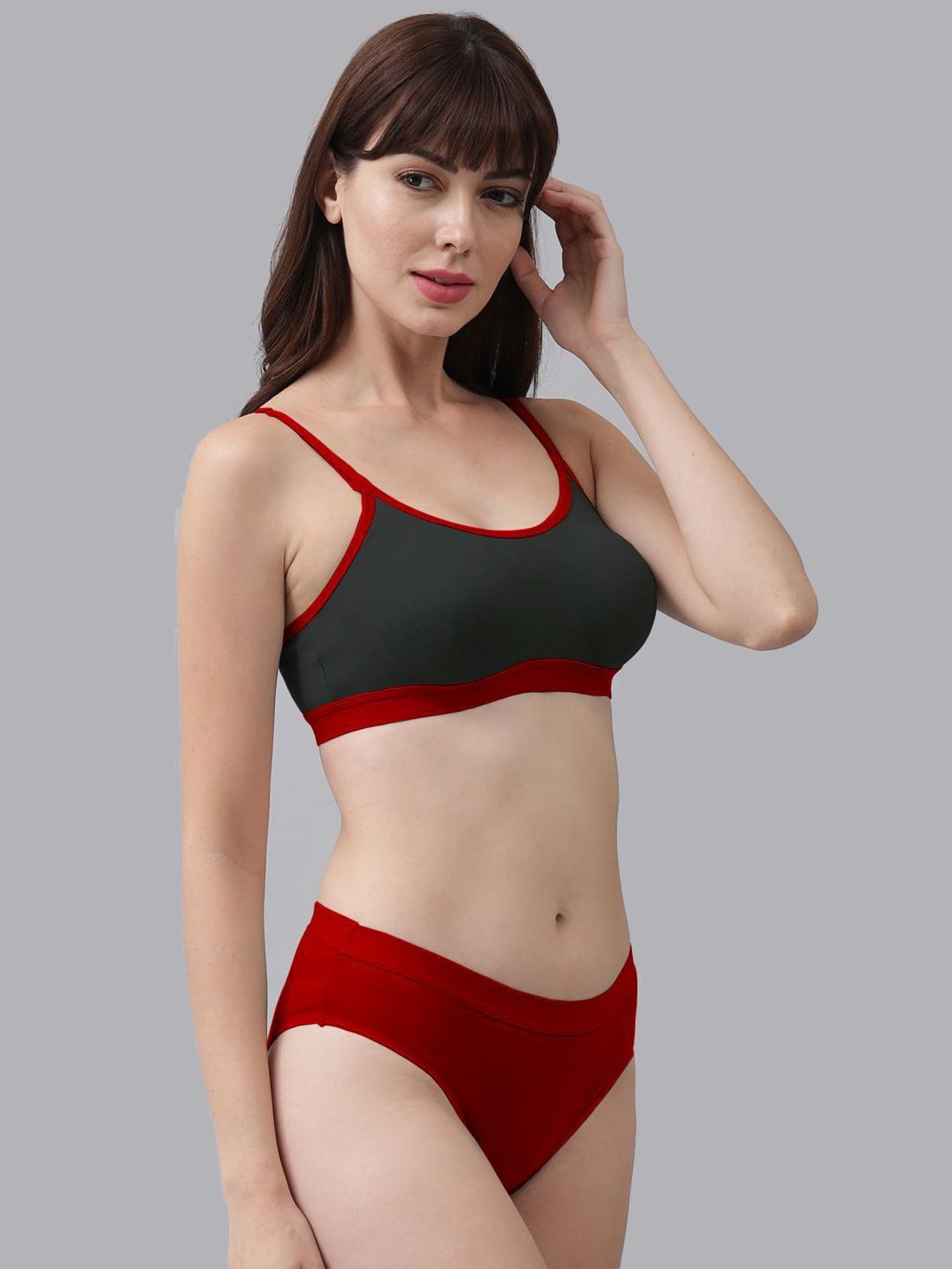 AROUSY Red & Pink Cotton Bra Panty Set - Pack Of 2