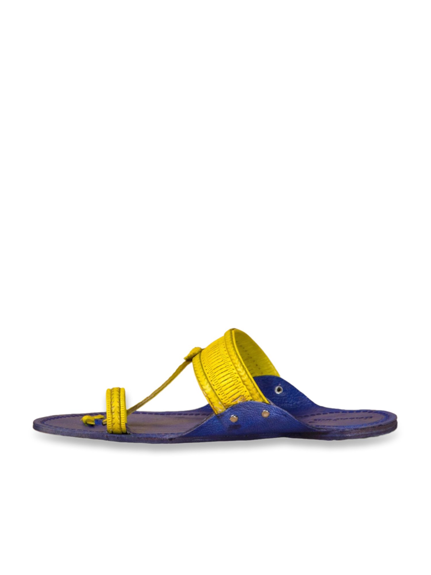 Kalapuri Men's Royal Blue Kolhapuri Sandals