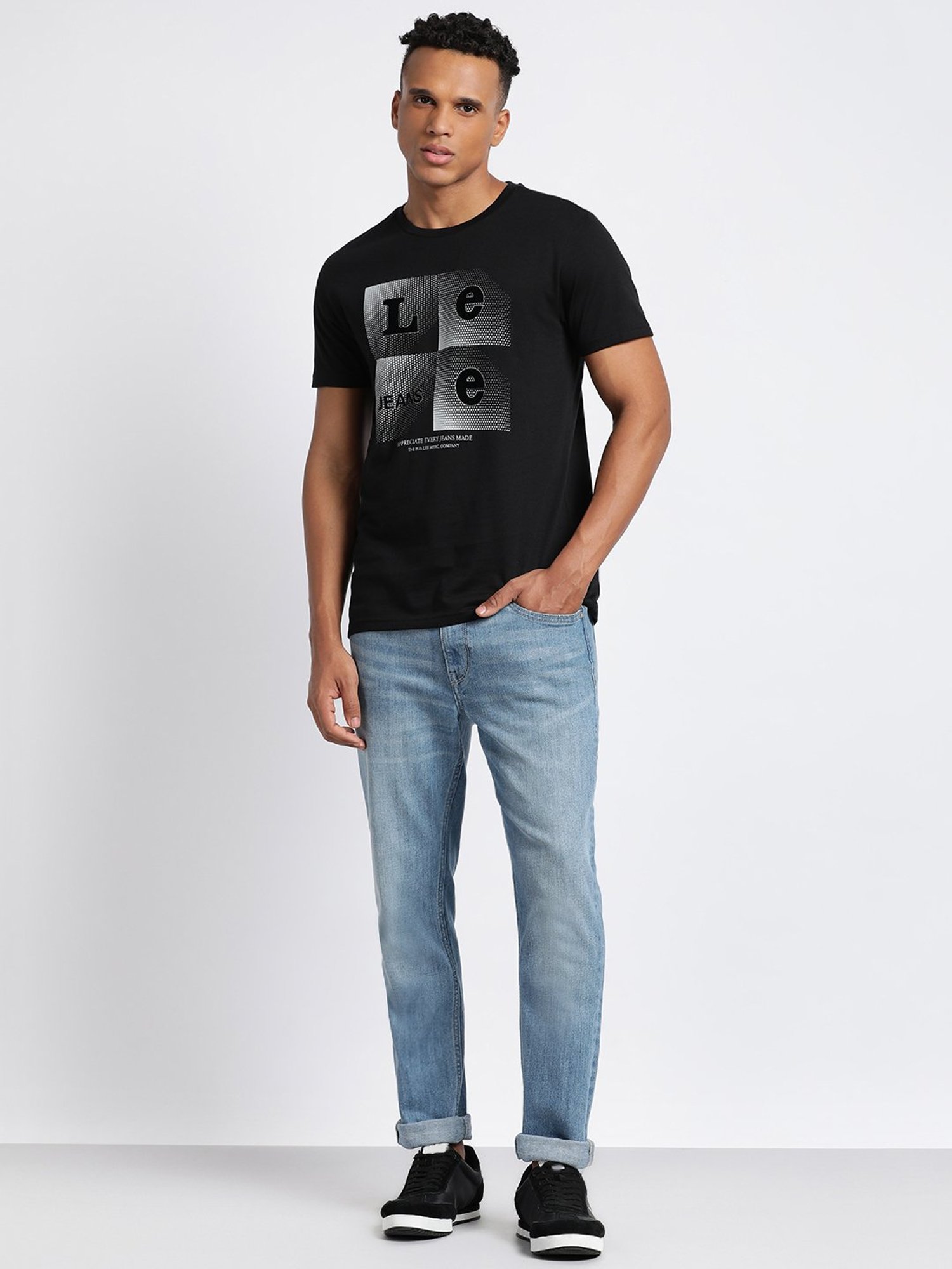 Lee Black Slim Fit Graphic Print Crew T-Shirt