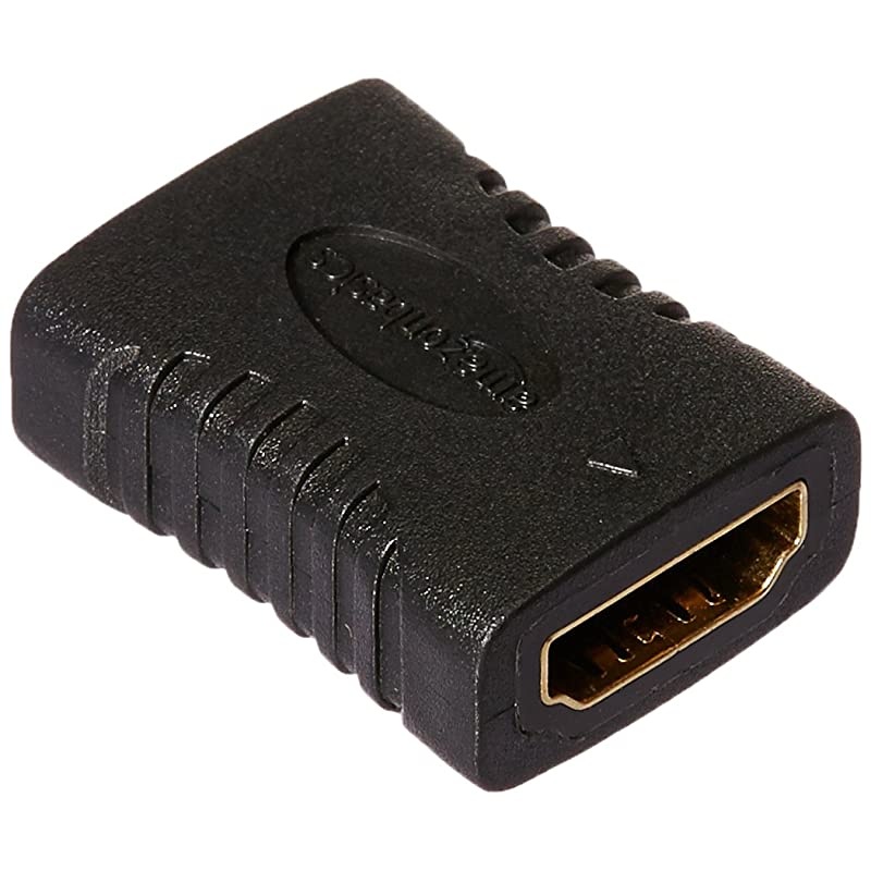 Basics NylonBraided 4K 18Gbps HDMI to HDMI Cable 10 Feet HDMI Coupler 29 x 22mm Black Pack of 2