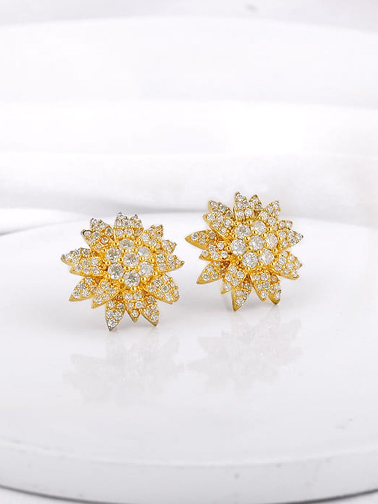 GIVA 925 Silver Golden Petals Studs for Women & Girls