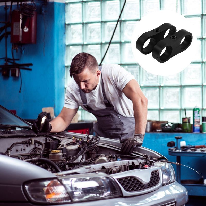 2pcs Aluminum Hose Line Separator Braided Pipe Tube Clamp for Fuel Line Oil Line