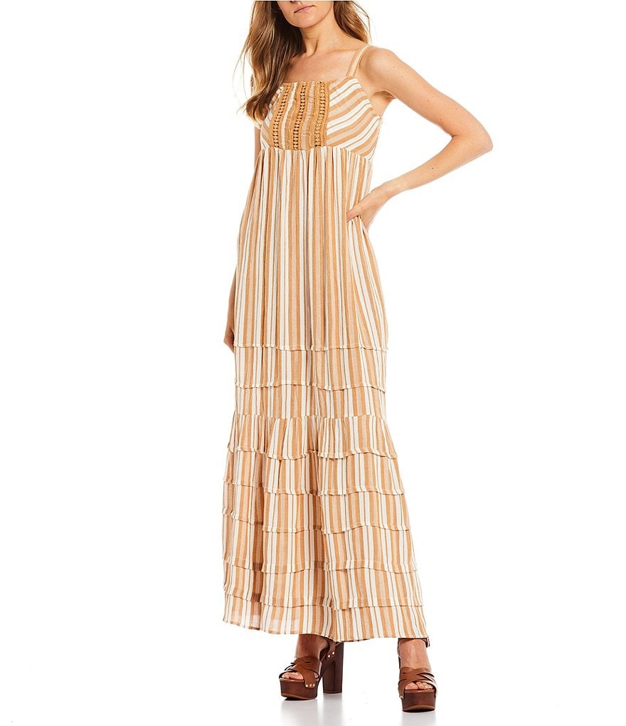 Angie Stripe Tiered Maxi Dress