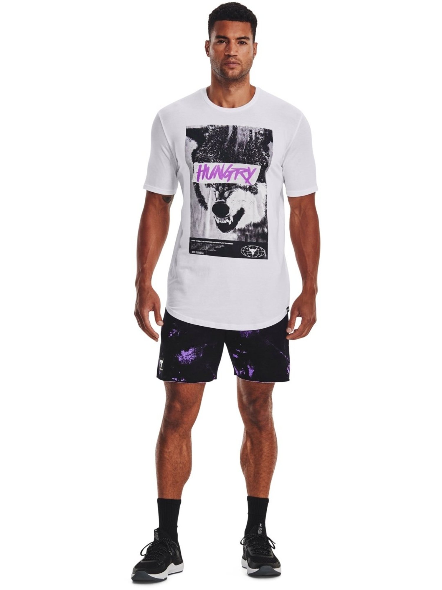 Under Armour White Cotton Regular Fit Printed Sports T-Shirt