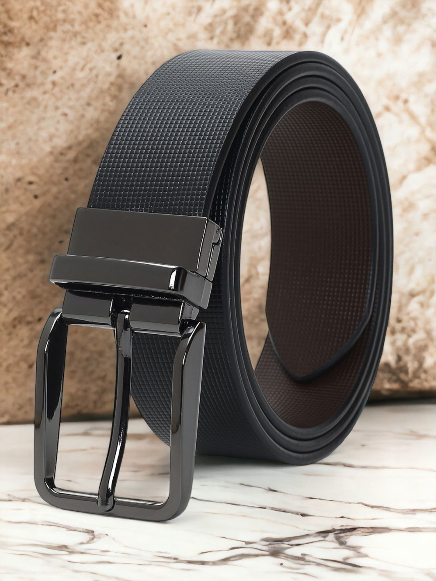 Crusset Black Leather Formal Belt for Men