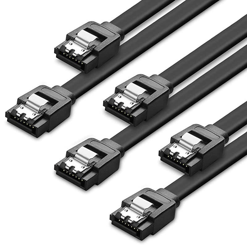 SATA Cable III 6Gbps HDD SDD Data Cable (15 Inch Blue, 3 Pack), 8-pin 6.0 Gbps SATA 3 Cable with Straight Connector & Locking Latch Wire Cord Plug for SATA HDD, SSD, CD Driver, CD Writer