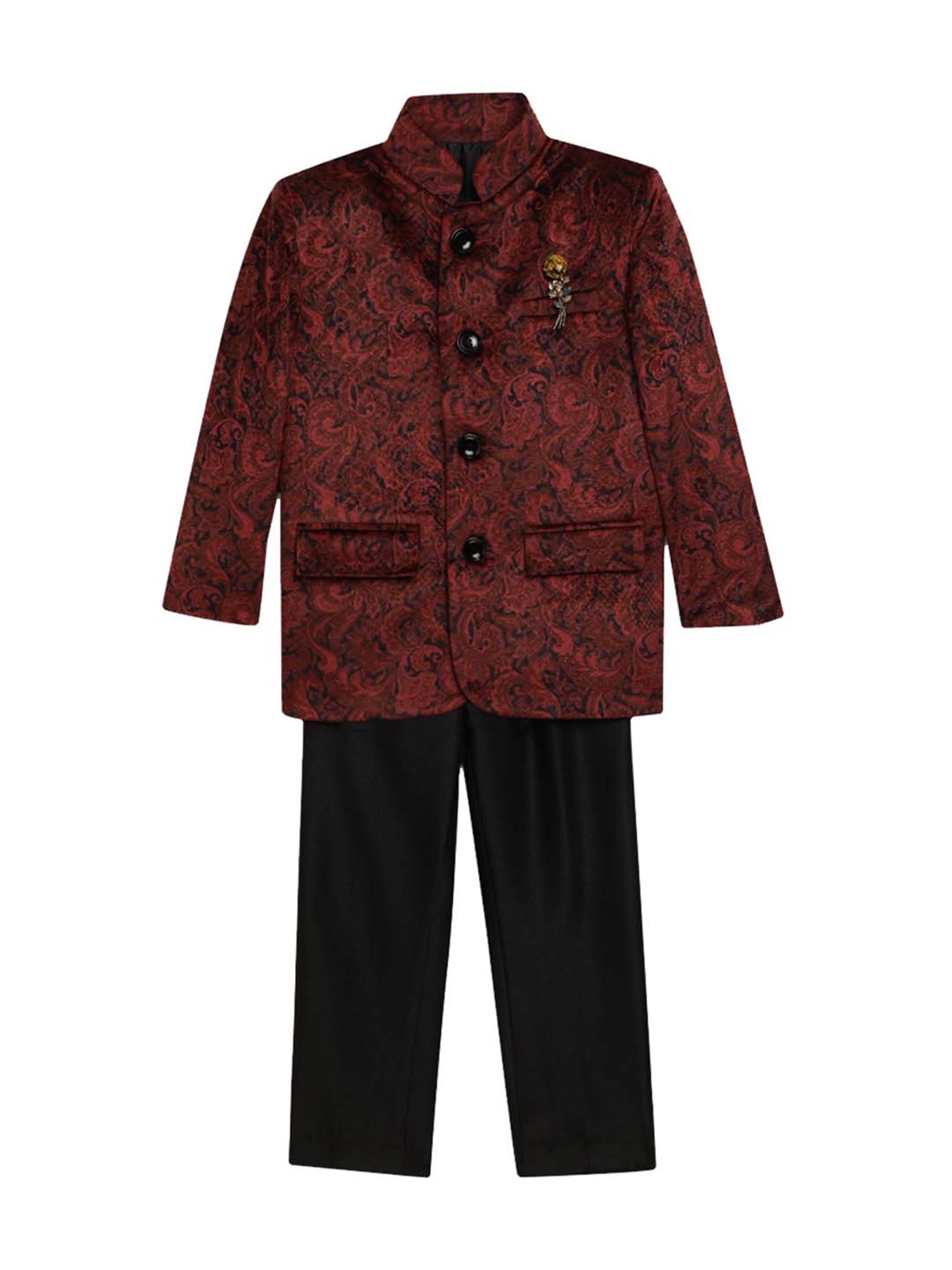 Blue Giraffe Kids Magenta Printed Sherwani Set