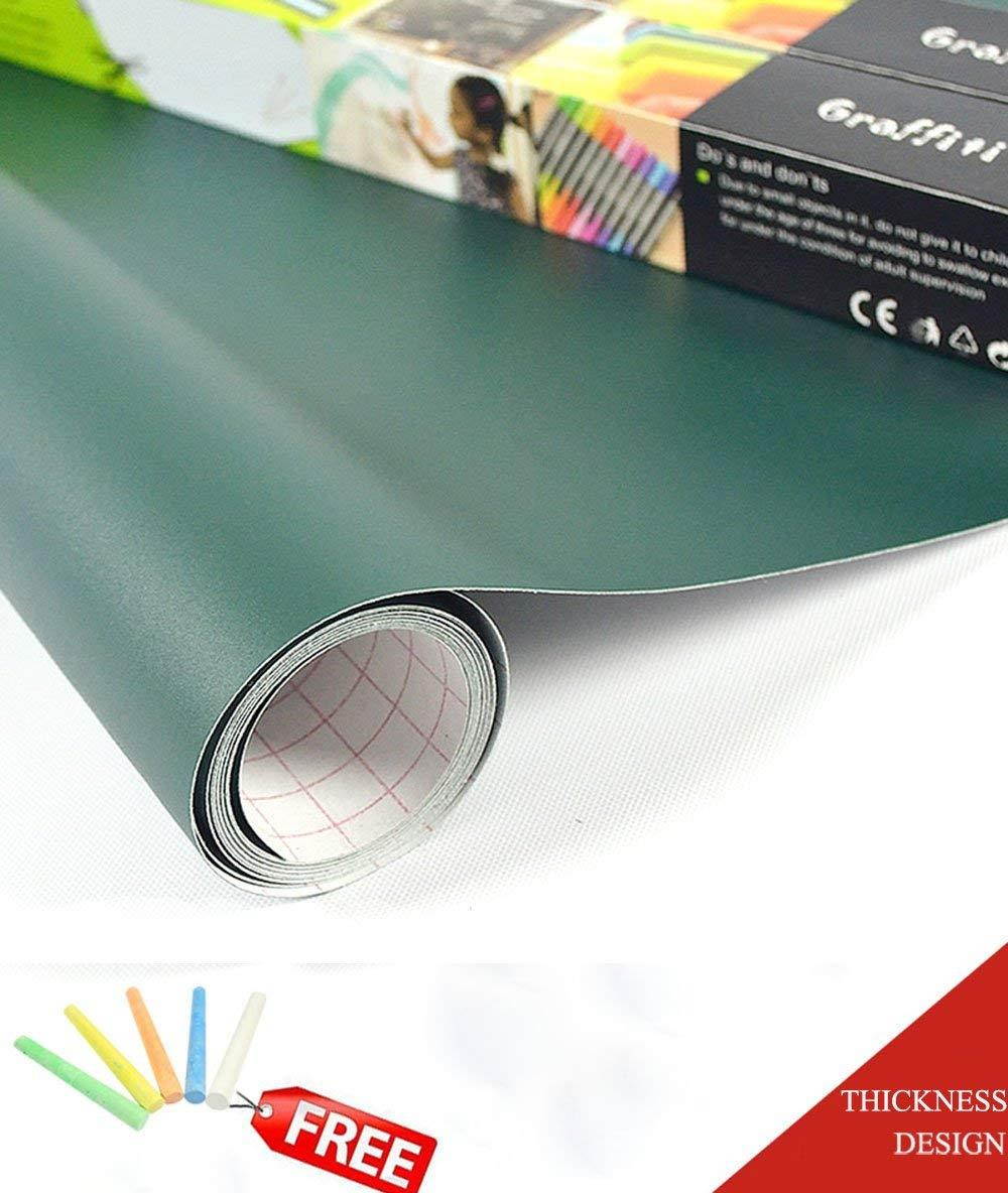 Chalkboard Contact Paper - Chalkboard Sticker Wall Decal with 5 Colored Chalks - Self-Adhesive Wall Sticker Wall Paper Blackboard Wall Decals for School,Office, Home(24"x59", Green)