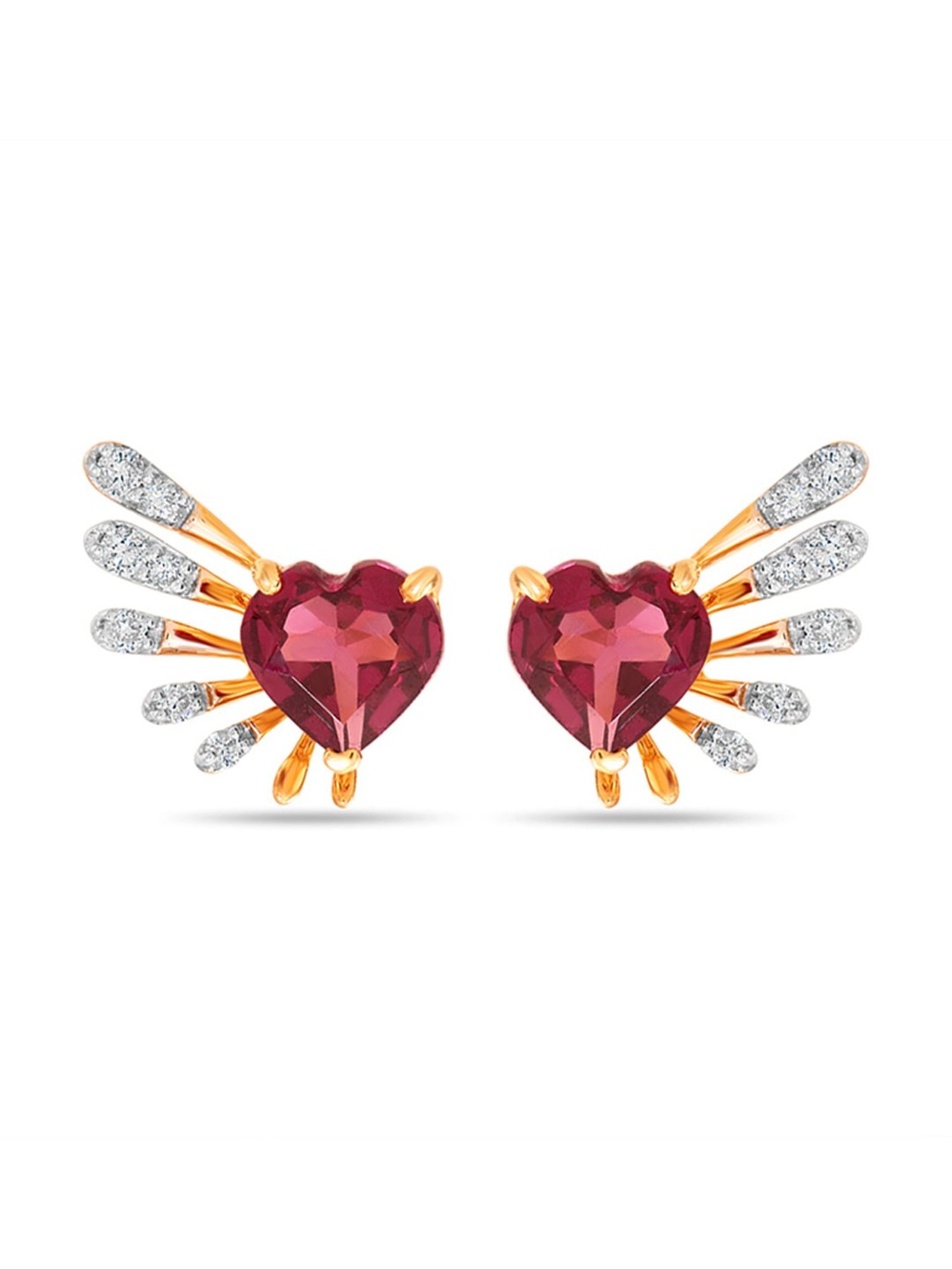 Mia by Tanishq Cupid Edit 14k Gold Diamond & Pink Garnet Stud Earrings for Women