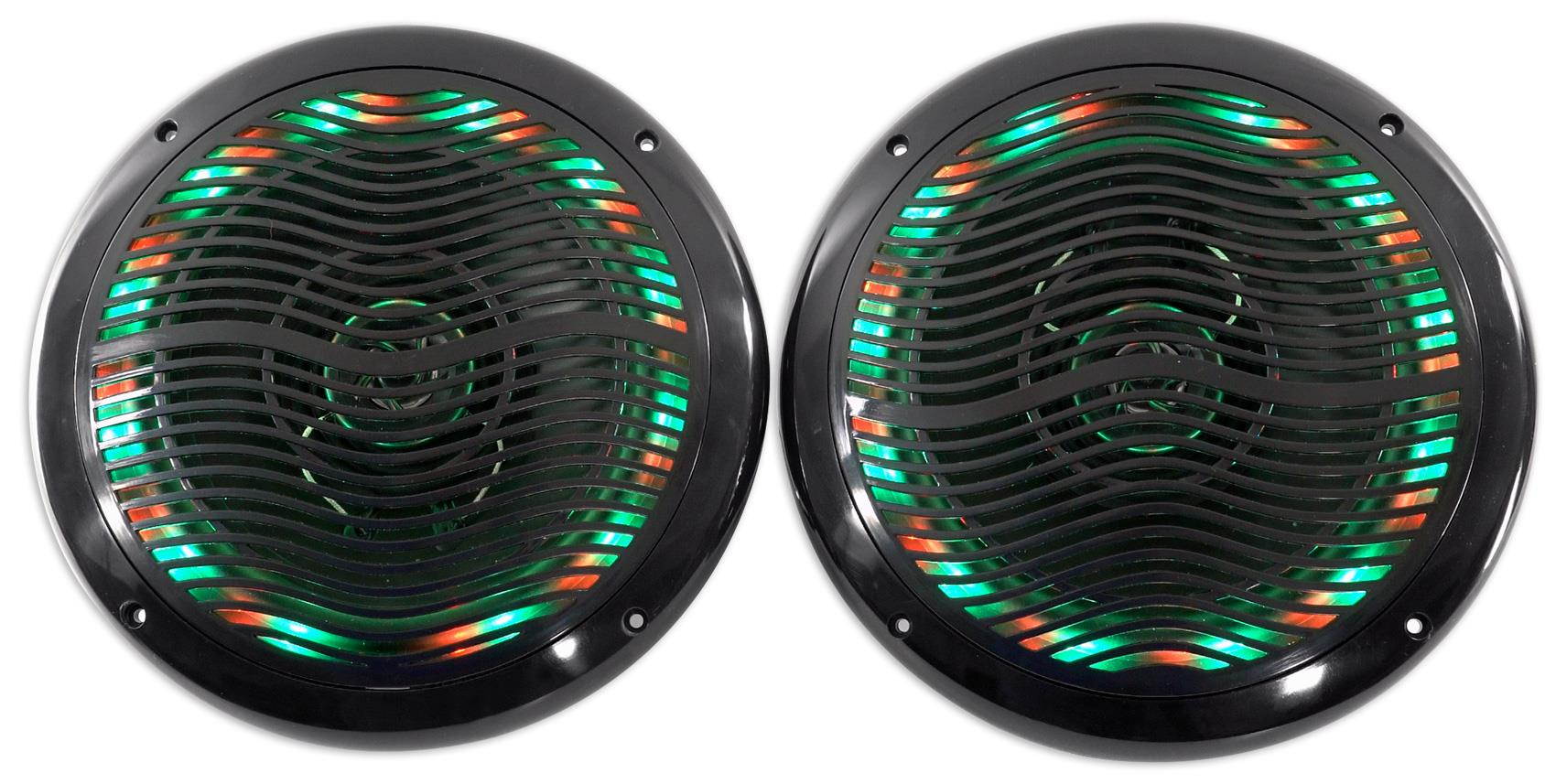4 rockville 6.5" 600w polaris/atv/utv/rzr/cart speakers+multi color led+remote