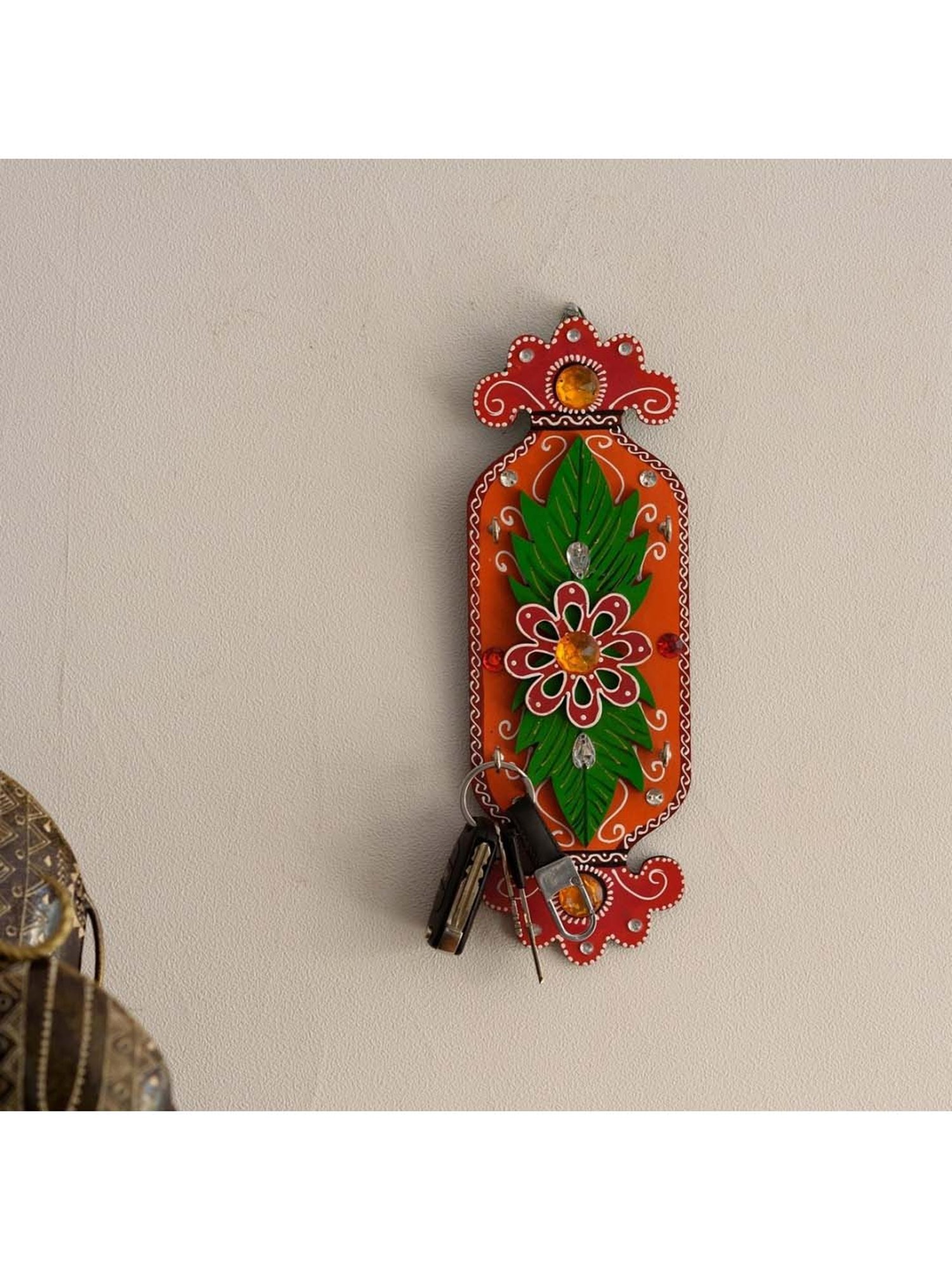 Gathari White & Orange Ceramic Desk Planter