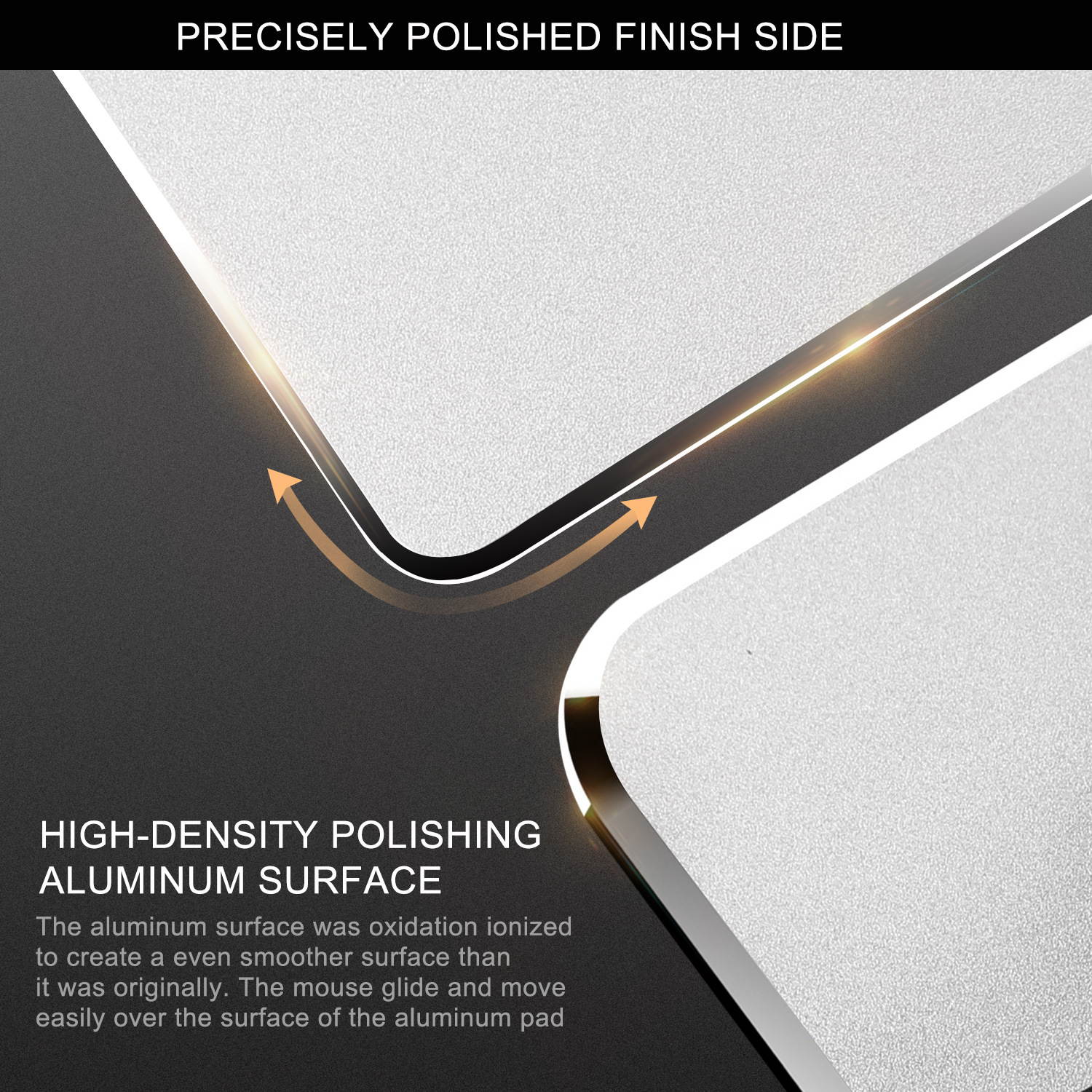 Aluminum mouse pad Strong sensitivity for mouse, 8.66"x7.08"x0.08",Non-slip Base,Resistant to dirt,Easy to clear mouse pad with Micro Sand Blasting Aluminum Surface for Fast and Accurate Control