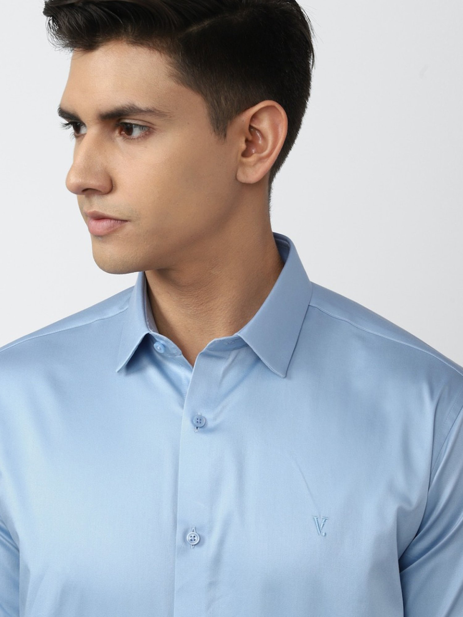 V Dot Blue Slim Fit Shirt