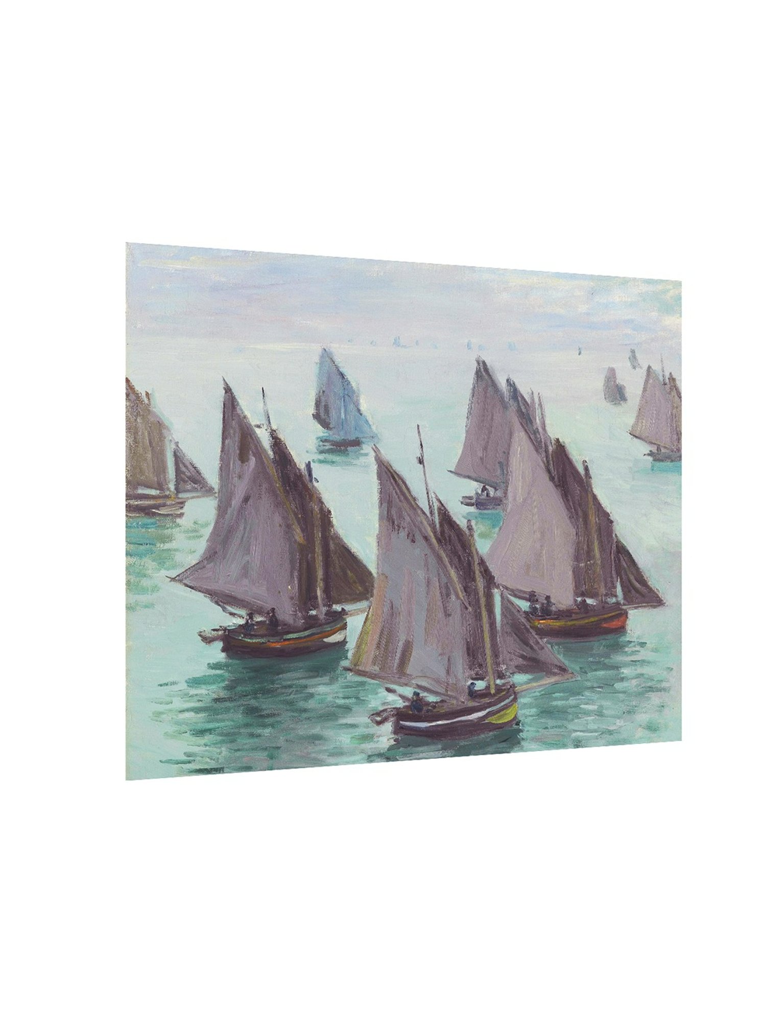 Art Street Fishing Boats Calm Sea Printed Brown Engineered Wood Wall Art